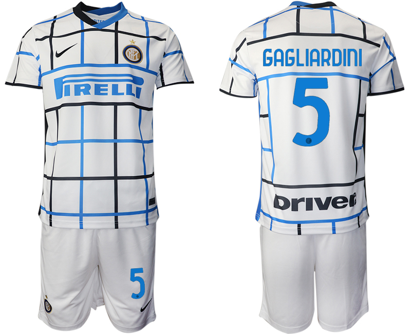 Men 2020-2021 club Inter milan away #5 white Soccer Jerseys